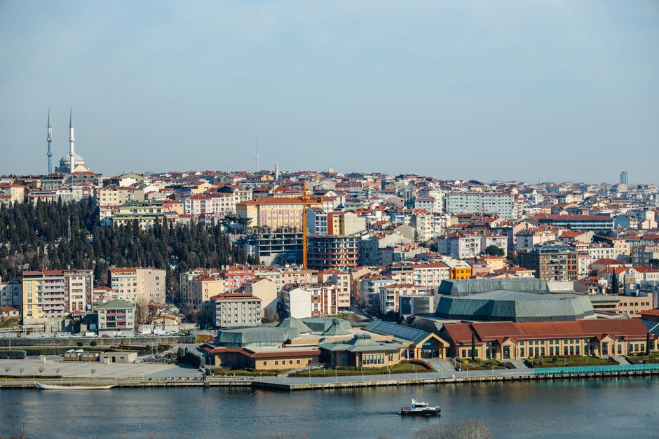 Aerial view of Üsküdar in Istanbul with its waterfront